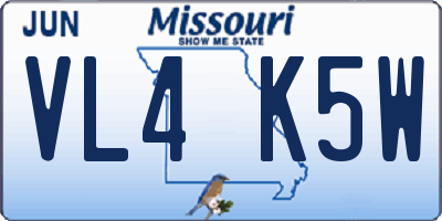 MO license plate VL4K5W