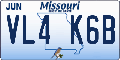 MO license plate VL4K6B