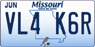 MO license plate VL4K6R