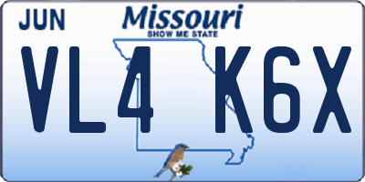 MO license plate VL4K6X