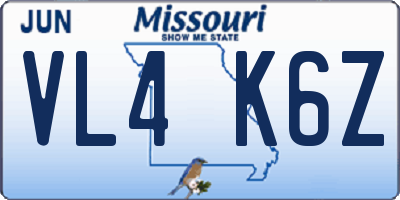 MO license plate VL4K6Z