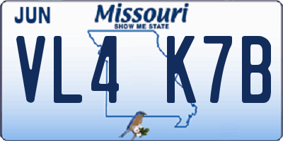 MO license plate VL4K7B
