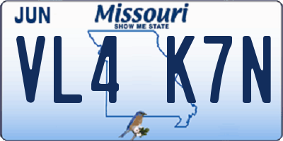 MO license plate VL4K7N
