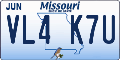 MO license plate VL4K7U