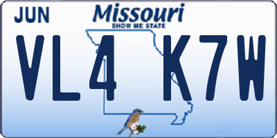 MO license plate VL4K7W
