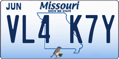 MO license plate VL4K7Y