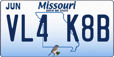 MO license plate VL4K8B