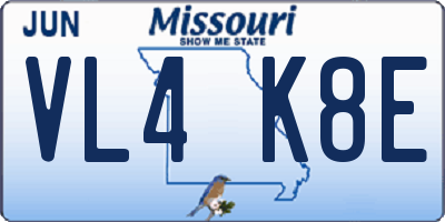 MO license plate VL4K8E