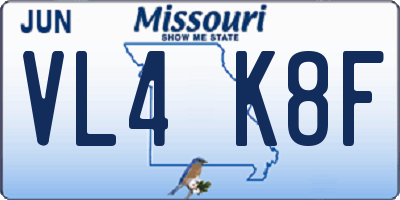 MO license plate VL4K8F
