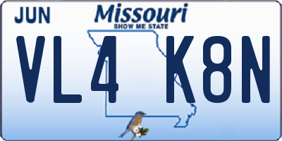 MO license plate VL4K8N