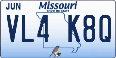 MO license plate VL4K8Q