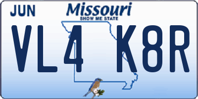 MO license plate VL4K8R