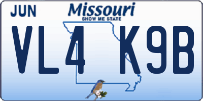 MO license plate VL4K9B