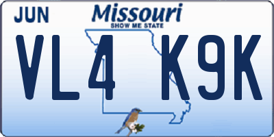 MO license plate VL4K9K