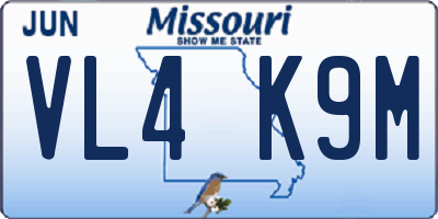 MO license plate VL4K9M