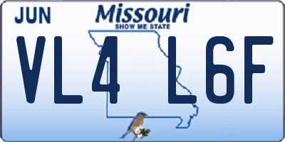 MO license plate VL4L6F