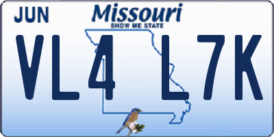 MO license plate VL4L7K