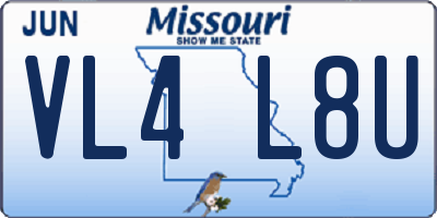 MO license plate VL4L8U