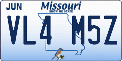 MO license plate VL4M5Z