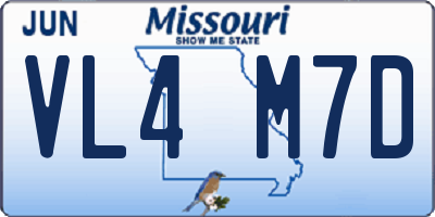 MO license plate VL4M7D