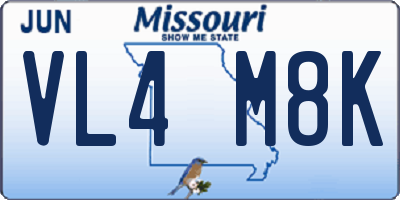 MO license plate VL4M8K