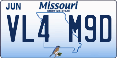 MO license plate VL4M9D