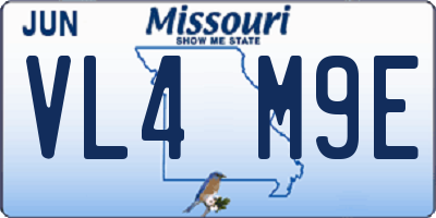 MO license plate VL4M9E
