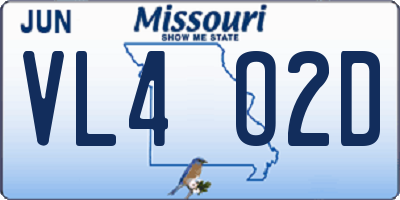 MO license plate VL4O2D