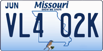 MO license plate VL4O2K
