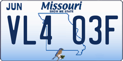 MO license plate VL4O3F