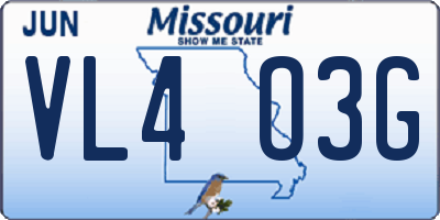 MO license plate VL4O3G