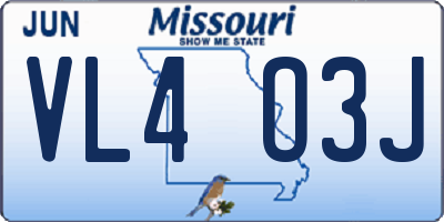 MO license plate VL4O3J