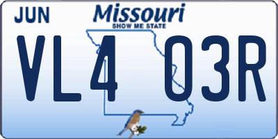 MO license plate VL4O3R