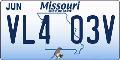 MO license plate VL4O3V