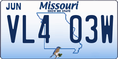 MO license plate VL4O3W