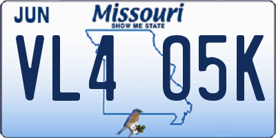 MO license plate VL4O5K