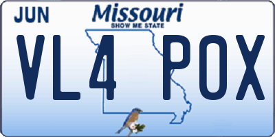 MO license plate VL4P0X
