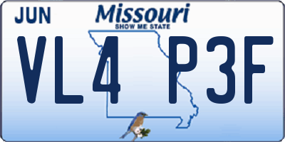 MO license plate VL4P3F