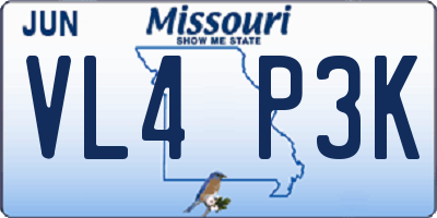MO license plate VL4P3K
