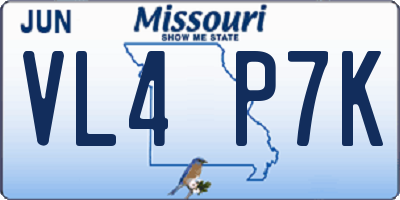 MO license plate VL4P7K