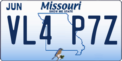 MO license plate VL4P7Z
