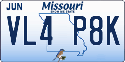 MO license plate VL4P8K