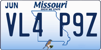 MO license plate VL4P9Z