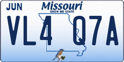 MO license plate VL4Q7A