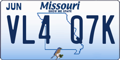 MO license plate VL4Q7K