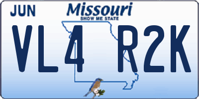 MO license plate VL4R2K