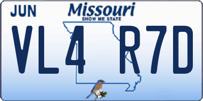 MO license plate VL4R7D