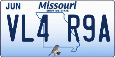 MO license plate VL4R9A
