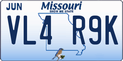 MO license plate VL4R9K