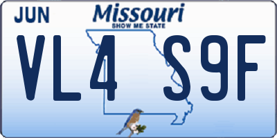MO license plate VL4S9F